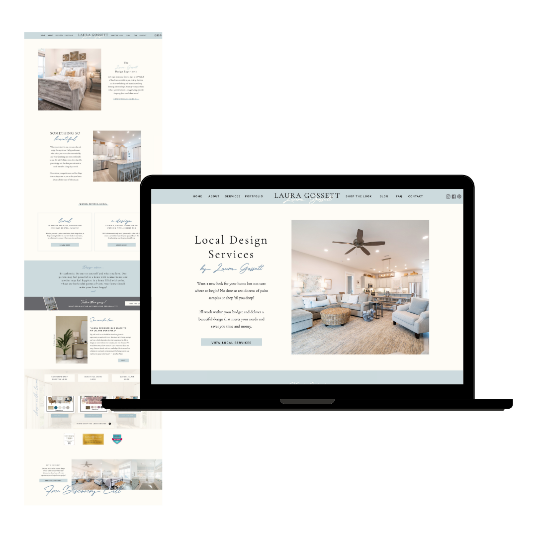 A screenshot of a Showit website for an interior designer