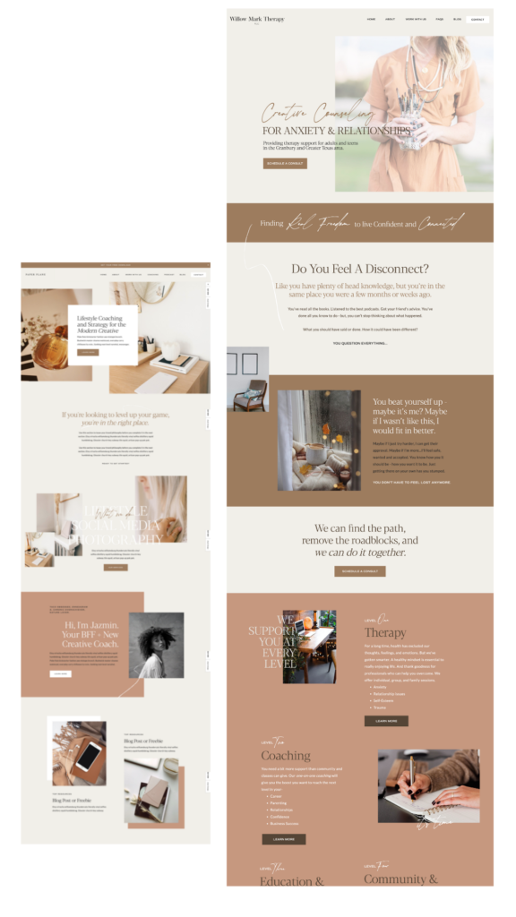 Comparing a Showit template to a finished customized website