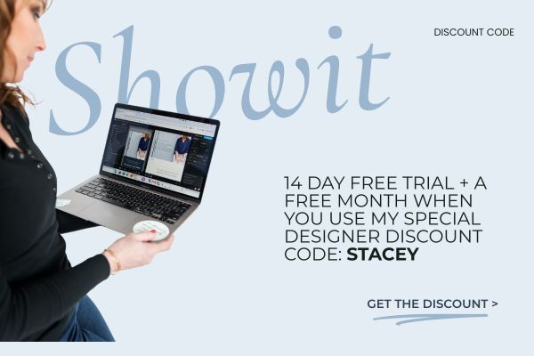 Graphic showing a discount code for Showit